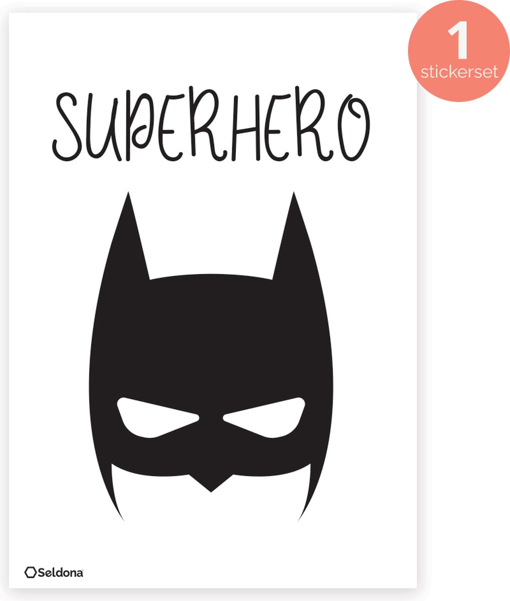 Seldona® Muurstickers kinderkamer Superhero - Zwart wit Scandinavisch design Batman - jongen - Babykamer (1 Stuk)