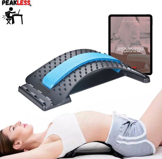Peakless® Backstretcher réglable avec E-Book gratuit - Mal de dos et mal de dos - Massage - Posture et correcteur de posture - Back Stretcher