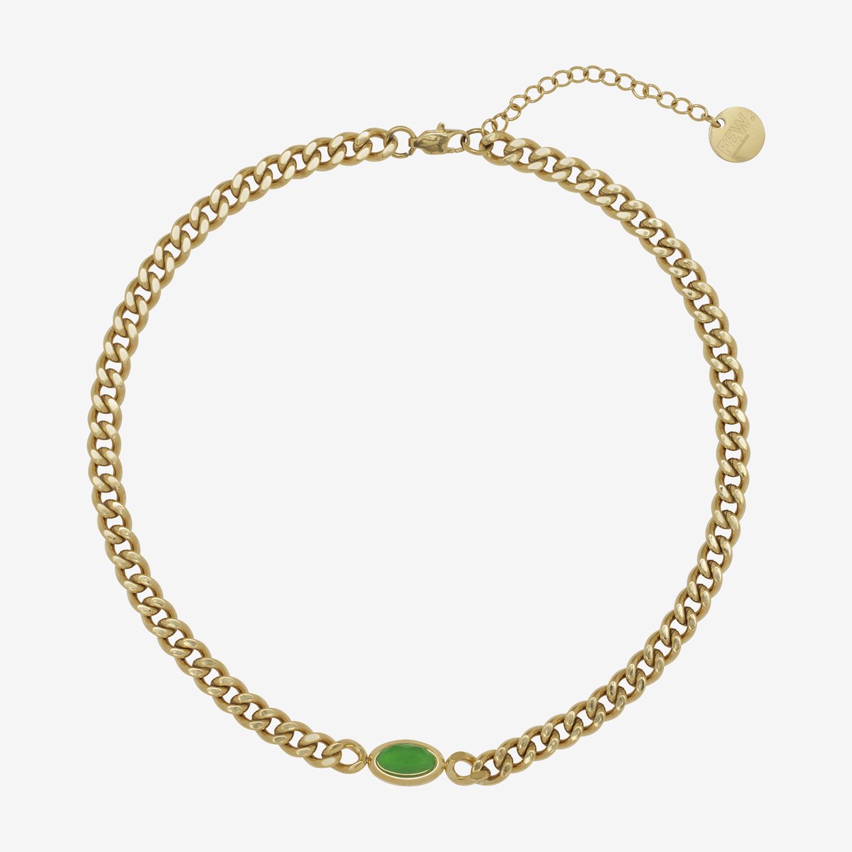 Essenza Green Stone Necklace Gold
