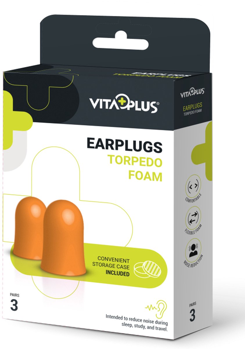Goedkoopste Vitaplus Earplugs Torpedo Foam 3PR