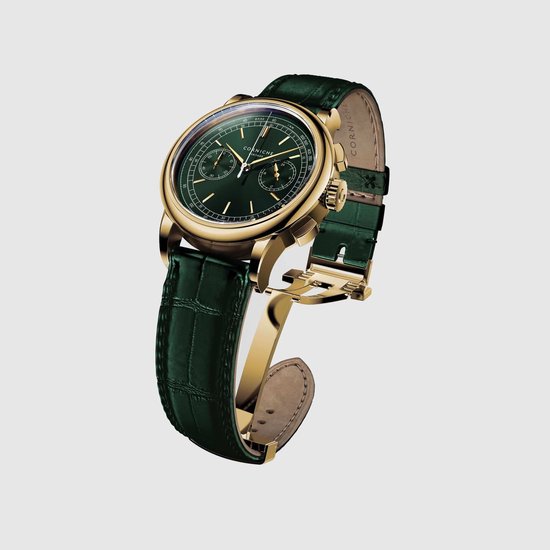 Corniche Heritage Chronograph CRN 016J Acier Goud Cuir vert