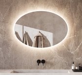 Miroir de salle de bain ovale avec éclairage LED, chauffage, capteur tactile et fonction de gradation 100x70 cm