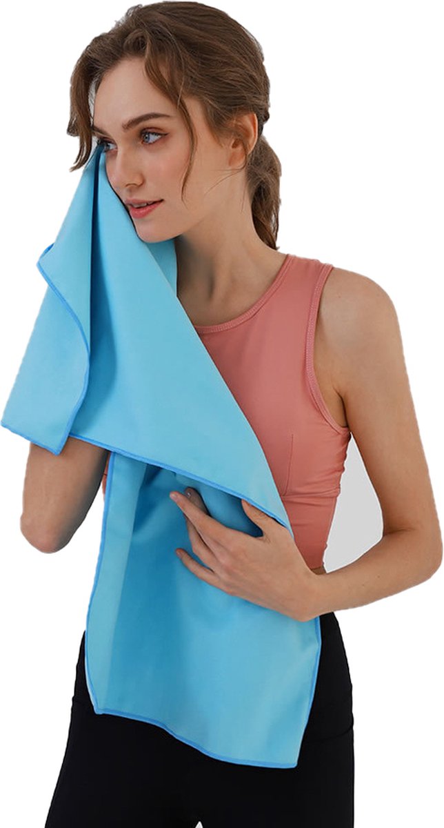 Fuleadture Handdoeken - Fitness Handdoek - Sporthanddoek - Microvezel Dubbelzijdige Fleece - Yoga Fitness - Draagbare - Zweetabsorberende - Lichtblauw - 50x120 cm
