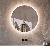 Miroir de salle de bain rond avec éclairage indirect, chauffage, capteur tactile et fonction de gradation 80x80 cm