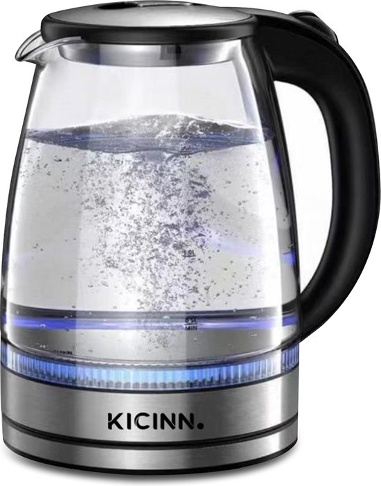 Kicinn Waterkoker - Waterkoker glas - 1.8 Liter - RVS - 1500Watt