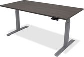 Zit sta bureau - hoog laag bureau - staan zit bureau - staand bureau – verstelbaar bureau – game bureau – 200 x 80 cm – aluminium onderstel – bruin eiken bureaublad