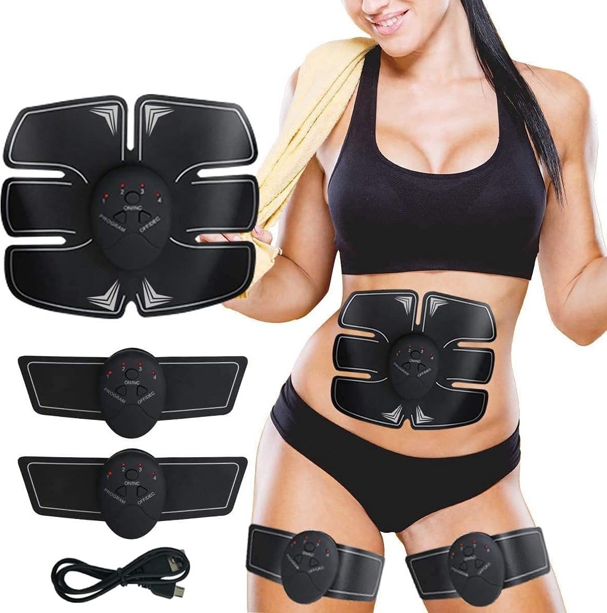 8 Gel Pads Abs Trainer - Stimulateur musculaire EMS certifié CE pour le  dos, l'abdomen, les bras, la taille, les fesses