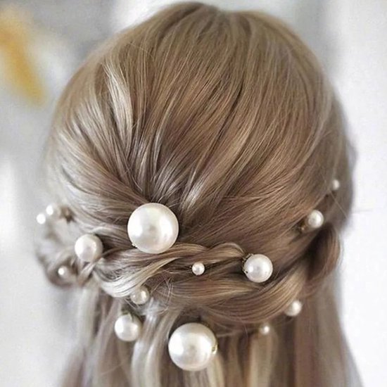 Haar in Stijl® | Lulu Serie - set van 18 zilveren haarpinnen met parels in verschillende formaten | Haarversiering haaraccessoires voor dames vrouwen bruid bruidsmode bruiloft feest | Haarsteek haarpin haarschuifje parel
