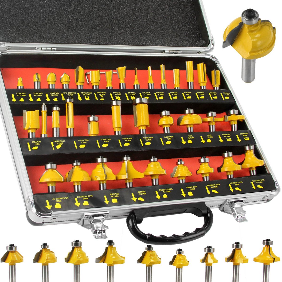 MAR-POL - Frezenset - 35 stuks - 8mm - Met Koffer