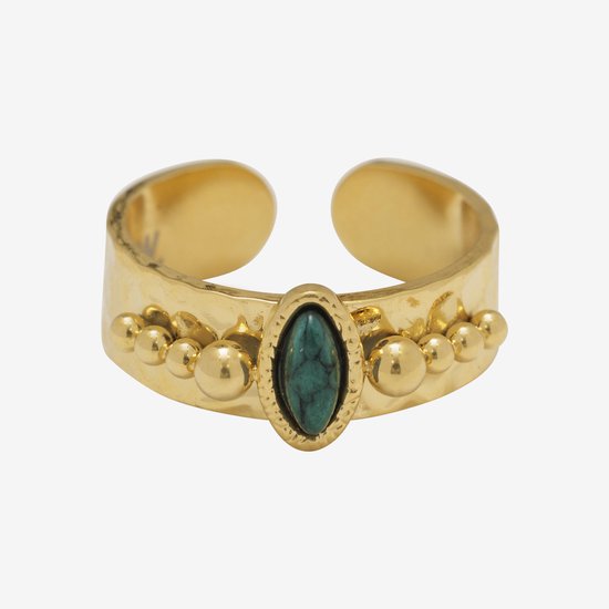 Essenza Small Green Stone Ring Gold