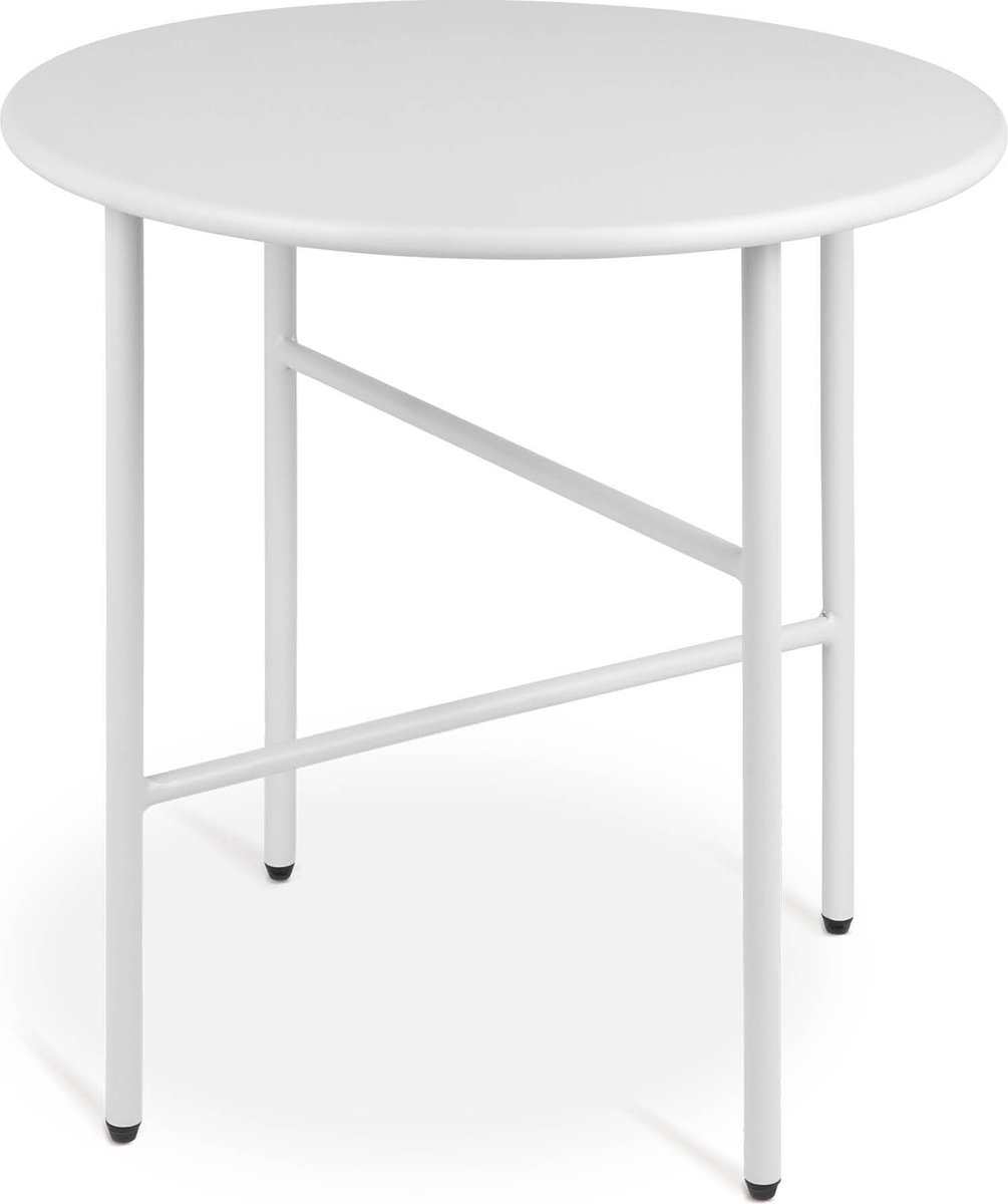 bomoe Finn – Ronde Bijzettafel Metaal Wit – Ø 44 cm Tafelblad Krasbestendig – Stabiel, Lichtgewicht Salontafel – Binnen & Buiten