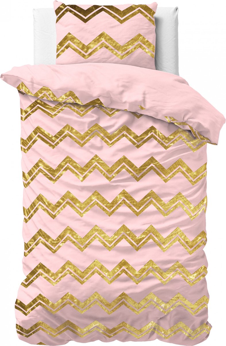 Sleeptime Wave Dekbedovertrek - 140X200/220 + 1 x kussensloop 60x70 - Roze