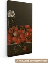 Canvas Schilderij Stilleven met bosaardbeien - Schilderij van Adriaen Coorte - 40x80 cm - Wanddecoratie
