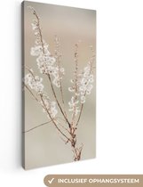 Canvas Schilderij Bloemen - Wit - Planten - 40x80 cm - Wanddecoratie
