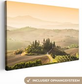 Peinture sur toile 180x120 cm - Décoration murale Paysage - Vert - Colline - Toscane - Nature - Décoration murale murale salon - Décoration chambre - Accessoires de chambre - Peintures