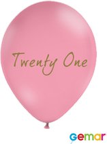 Ballonnen Twenty One Pink met opdruk Goud (helium)