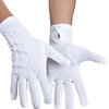 Boland - Handschoenen pols met drukknop wit M Wit - Volwassenen - Unisex - Goochelaar - Kerst- Sinterklaas- Glitter and Glamour