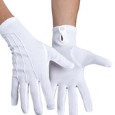 Boland - Handschoenen pols met drukknop wit M Wit - Volwassenen - Unisex - Goochelaar - Kerst- Sinterklaas- Glitter and Glamour