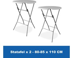 Statafel x 2 - ∅ 80-85 x 110 cm – Statafels Inklapbaar – Robuust + Weerbestendige Cocktailtafel – Makkelijk op te bergen Inklapbare Partytafel – Evenement en Feest Tafel - Staantafel