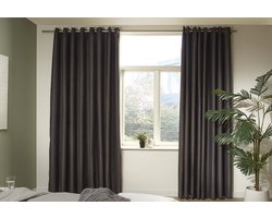 Mesa Living Verduisterende Gordijnen - Donkergrijs - Gordijnen kant en klaar Ringen - 150 x 250cm