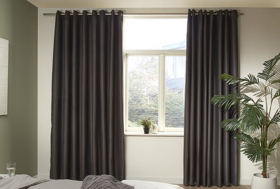 Mesa Living Verduisterende Gordijnen - Donkergrijs - Gordijnen kant en klaar Ringen - 150 x 250cm