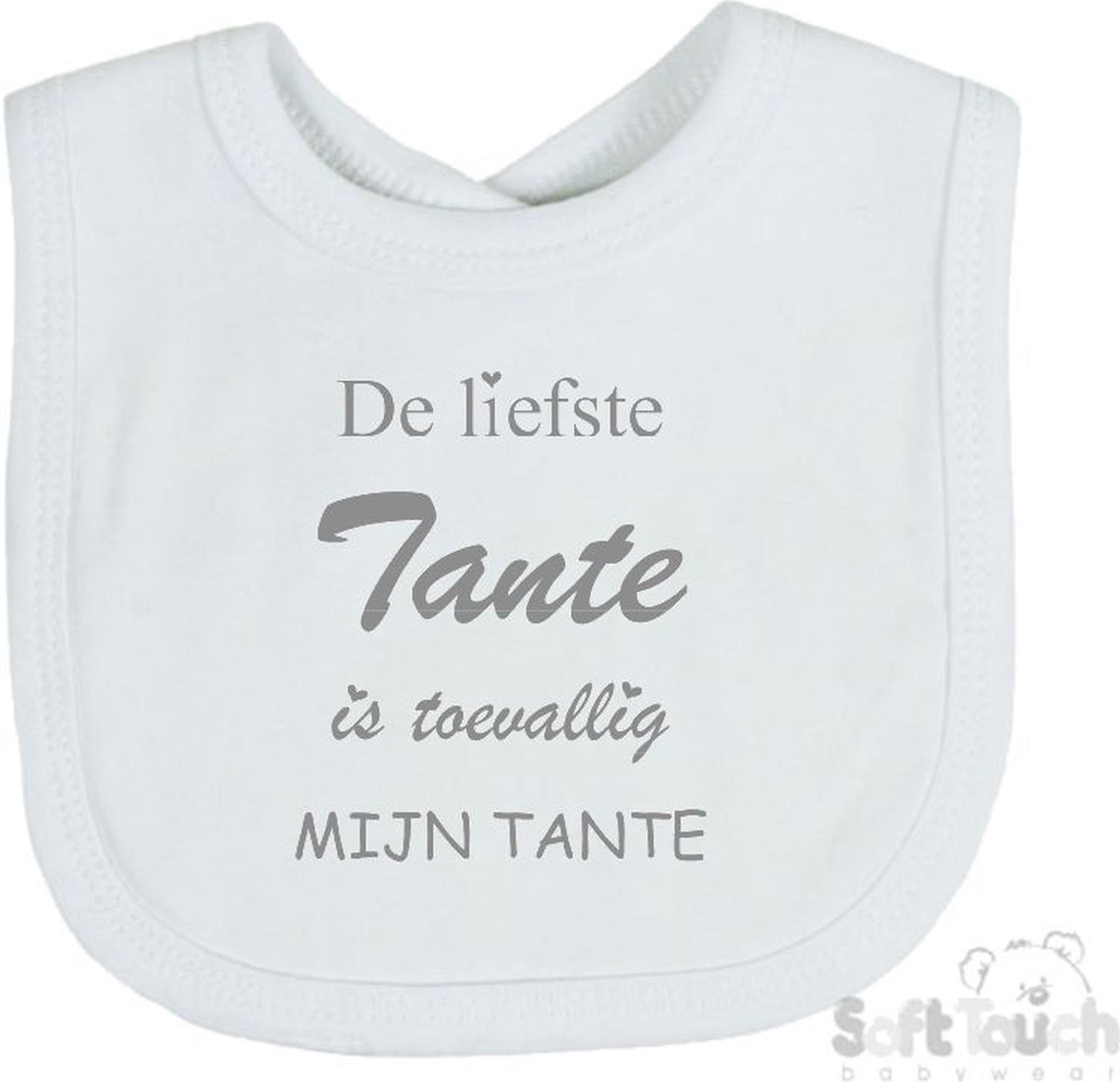 Goedkoopste Soft Touch Slabber De liefste tante is toevallig mijn tante Unisex Katoen Wit/grijs Maat 33x22 Cm