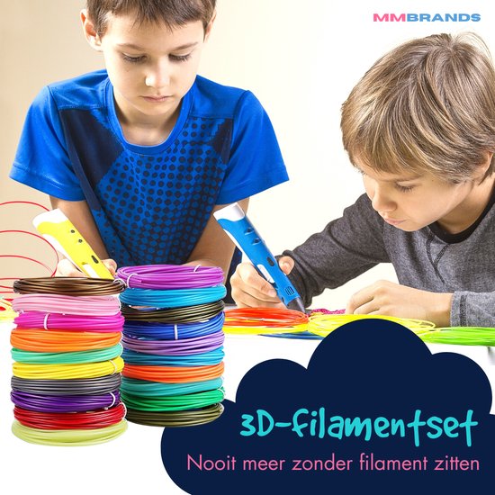Filament de Stylo 3D 20 Couleurs Filament PLA 1.75 mm Fil Stylo 3D PLA,  Chacun 5M Recharge Stylo 3D Filament Enfants Adultes