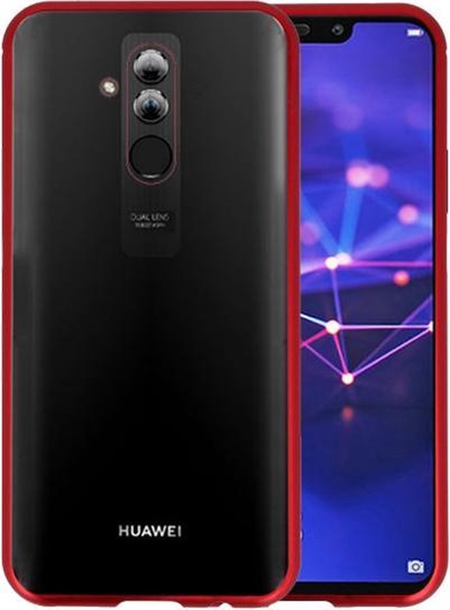 Magnetic Back Cover voor Huawei Mate 20 Lite Rood - Transparant