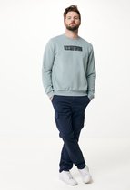 Crew Neck Sweater With Rubber Chest Mannen - Greyish Green - Maat S