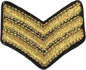 Military Rang Embleem Strijk Patch Strepen Goud 4.5 cm / 3.7 cm / Goud Zwart