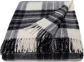 WOOOL® | Wollen Luxury Plaid | TARTAN (Grey Dress Stewart) | 150x183cm | 100% Lamswol | Schots Geruite Deken - Grijs, Zwart & Wit