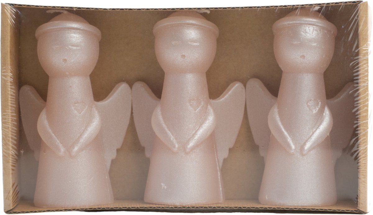 Rustik Lys - Kleine figuurkaars 'Engel' (Set van 3, Skin Metallic)