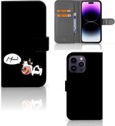 Flipcover Geschikt voor iPhone 15 Pro Max Telefoon Hoesje Cow Gepersonaliseerd Cadeau