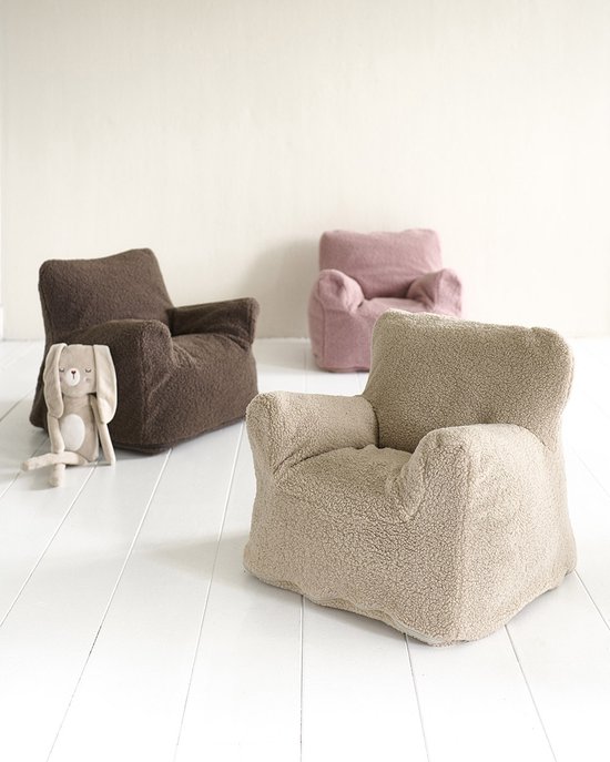 Petite Amélie Peuterstoel Beige Zand - Teddy Zitzak Kind XL - Met Wasbare Hoes - Kinderzetel (1-8 jaar) - Zachte Kindersofa met Visco vulling — afbeelding 3