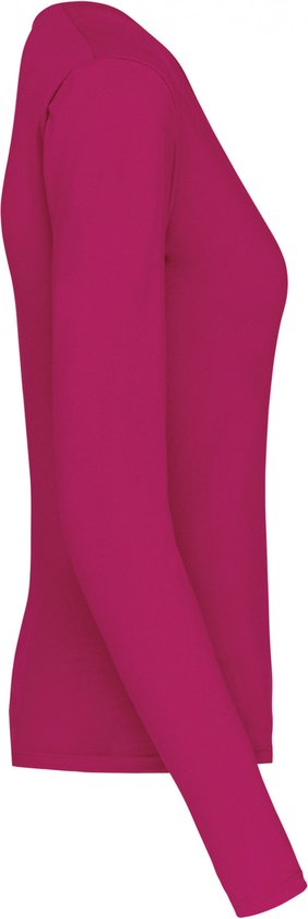 Kariban Dames t-shirt V-hals lange mouwen K382 Fuchsia L bol