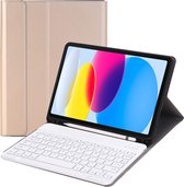 iPadspullekes - Apple iPad 2022 10.9 Inch 10de Generatie Hoes met Afneembaar Toetsenbord - Bluetooth Keyboard Case met Verlichting - Pencil Houder - Goud