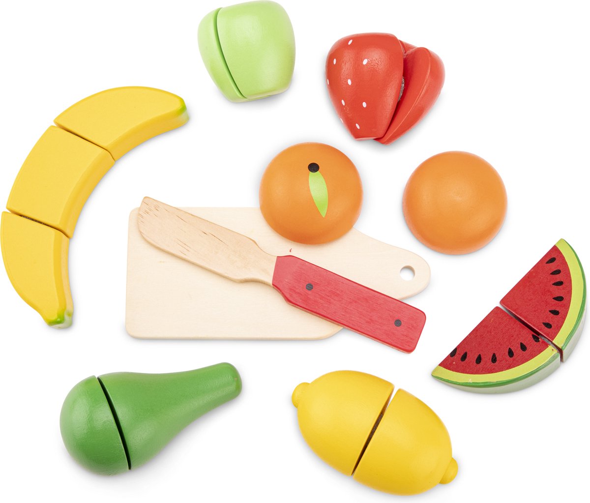Woet® Houten Fruitmandje Speelset - Snijbaar Fruit in Mand met Snijplank - Educatief Speelgoedeten Snijset - Rollenspel Speelgoed - Vanaf 2 Jaar — afbeelding 2