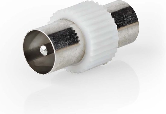 Nedis Satelliet- en Antenne-Adapter - IEC (Coax) Male - IEC (Coax) Male - Vernikkeld - 75 Ohm - Recht - Kunststof / Metaal - Wit - 1 Stuks - Envelop