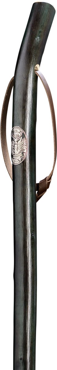 Gastrock Jachtstok - Olijfgroen - Kastanjehout - Hubertus schildje - Leren bandje - Lengte 95 cm - Gewicht 340 gram - Wandelstokken - Jacht wandelstok - Heren en dames - Houten wandelstok - Jagers stok - Wandelstok outdoor - Wandelstok hout