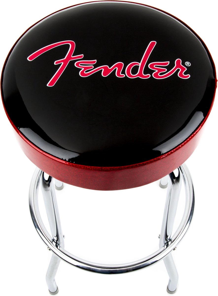 Fender Red Sparkle Logo Barstool 30″ zwart-rood-chroom gitaarkruk (76 cm)