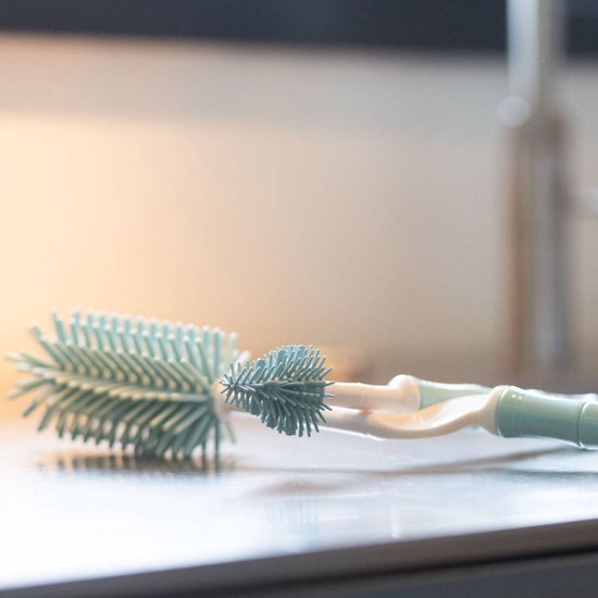 Youha® flessenborstels - Schoonmaakborstels - 3 stuks - Siliconen materiaal - Borstel voor fopspeen, buisjes, slangen en flesjes - Makkelijk schoonmaken - Spenen - Flessenreinigen - Kleur: Groen/blauw van Youha — afbeelding 3