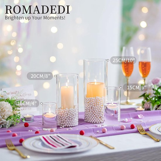 Lot De 4 Photophores En Verre Sans Fond – 15 X 6 Cm, Transparents, Pour Bougies, Décoration Maison Ou Mariage