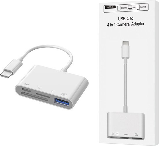 Interface Apple 4 en 1 vers adaptateur de lecteur de carte Caméra