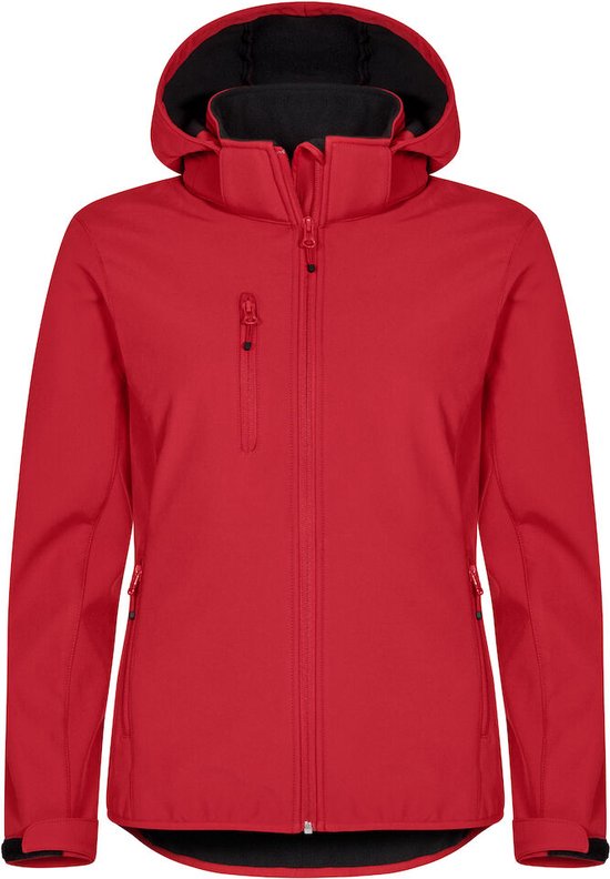 Clique Softshell jas met Capuchon Basic Dames - Rood - Maat XS/34