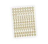 Cijfer stickers / Plaknummers - Stickervel Set - Metallic Goud - 2cm hoog - Geschikt voor binnen en buiten - Standaard lettertype - Glans