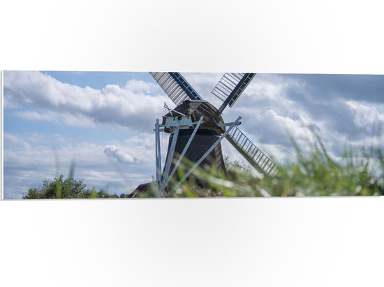 PVC Schuimplaat- Windmolen met Gras - 90x30 cm Foto op PVC Schuimplaat