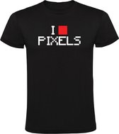 I Love Pixels Heren T-shirt - gamer - computer - retrogaming - console - retro - old school - game - liefde - video game - grappig