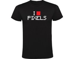 I Love Pixels Heren T-shirt - gamer - computer - retrogaming - console - retro - old school - game - liefde - video game - grappig