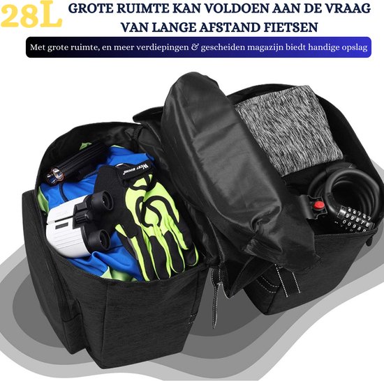 Dubbele Fietstas 25L - Ruime Fiets Achterbank Kofferbak Tas met Inbegrepen Regenhoes - Handige Fiets Opslagoplossing van FAST RIGHT. — afbeelding 4