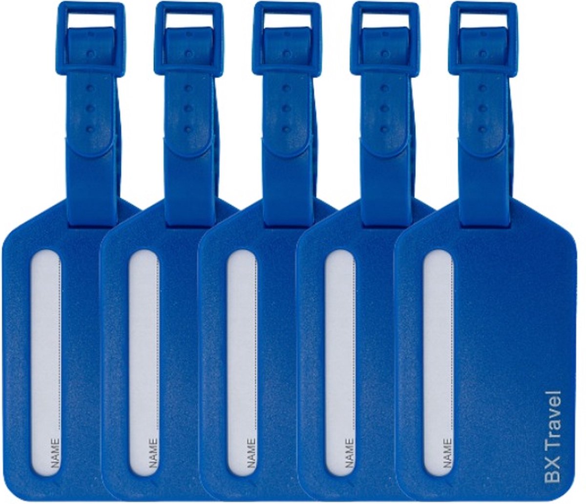 5 stuks Kofferlabels - Bagagelabel - Adreslabel Sporttas - Kleur: Blauw - Merk: BX Travel® - Reiskoffer Accessoire